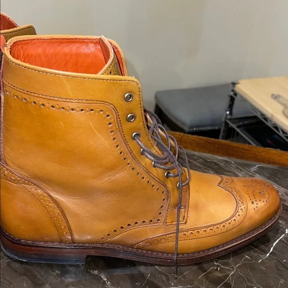 Allen Edmonds Dalton Brown Leather Brogue Boots - Picture 7 of 9